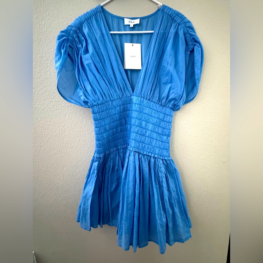 A.L.C. Luna Dress -Vibrant Blue V-Neck Dress